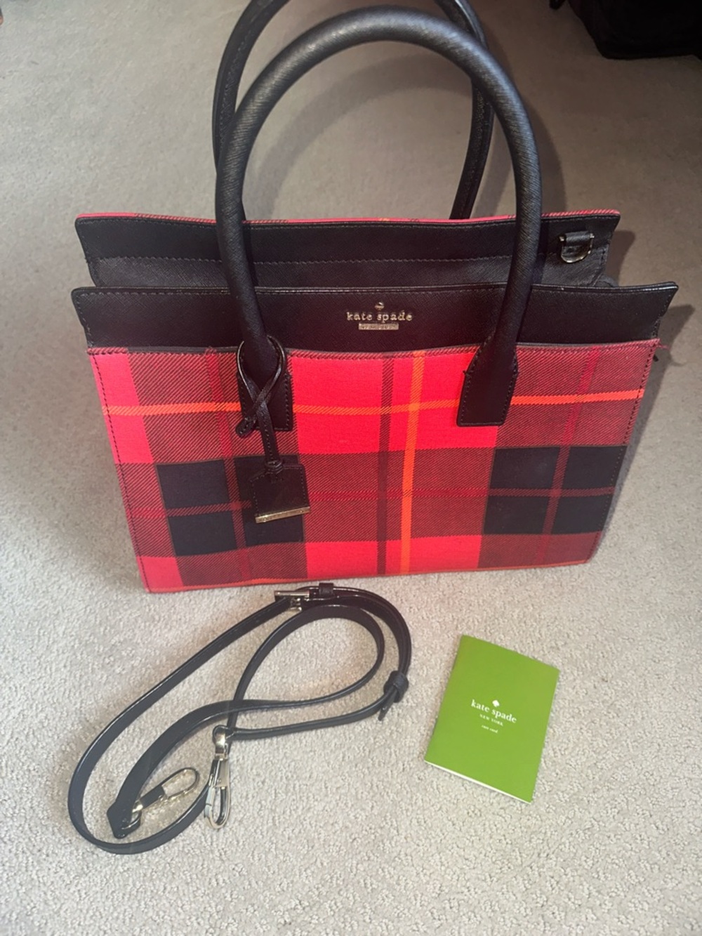 Classic Bag! Kate Spade Red & Black Plaid Satchel w/ strap